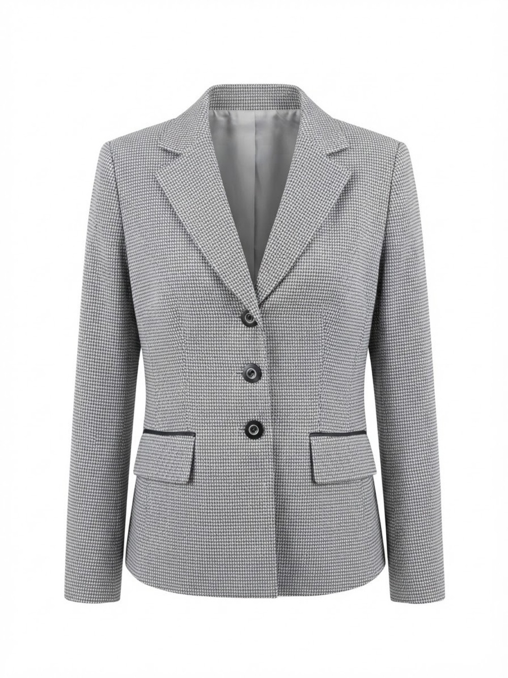 Evan Picone Gray Houndstooth Tailored Blazer